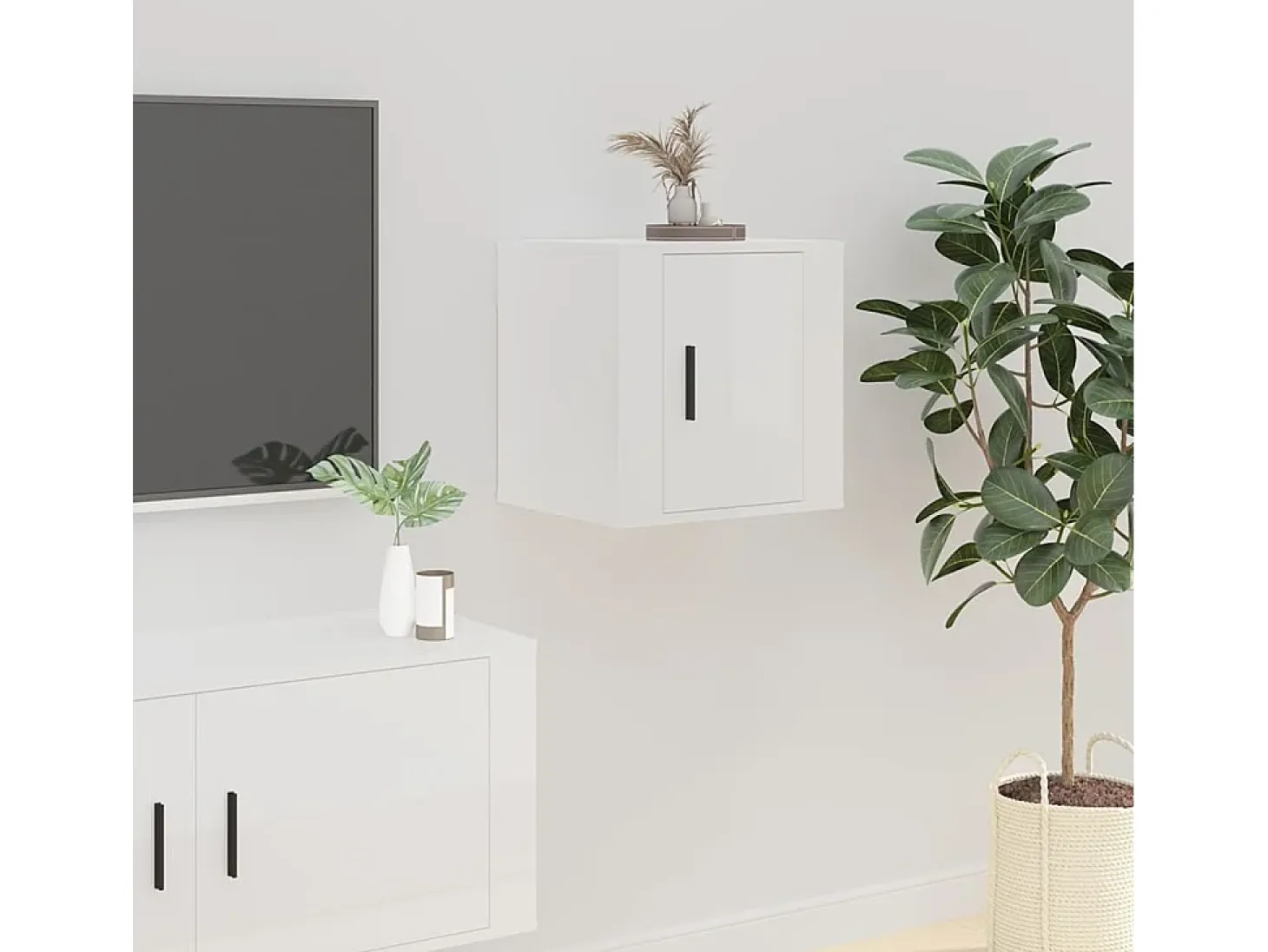 Murk Muebles para TV de pared 2 uds blanco brillante 40x34,5x40 cm