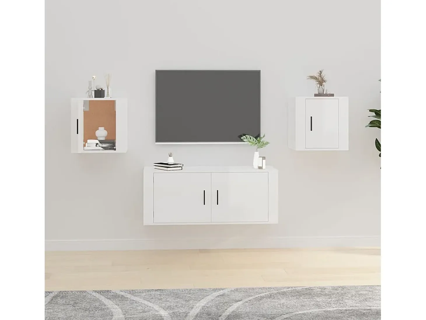 Murk Muebles para TV de pared 2 uds blanco brillante 40x34,5x40 cm