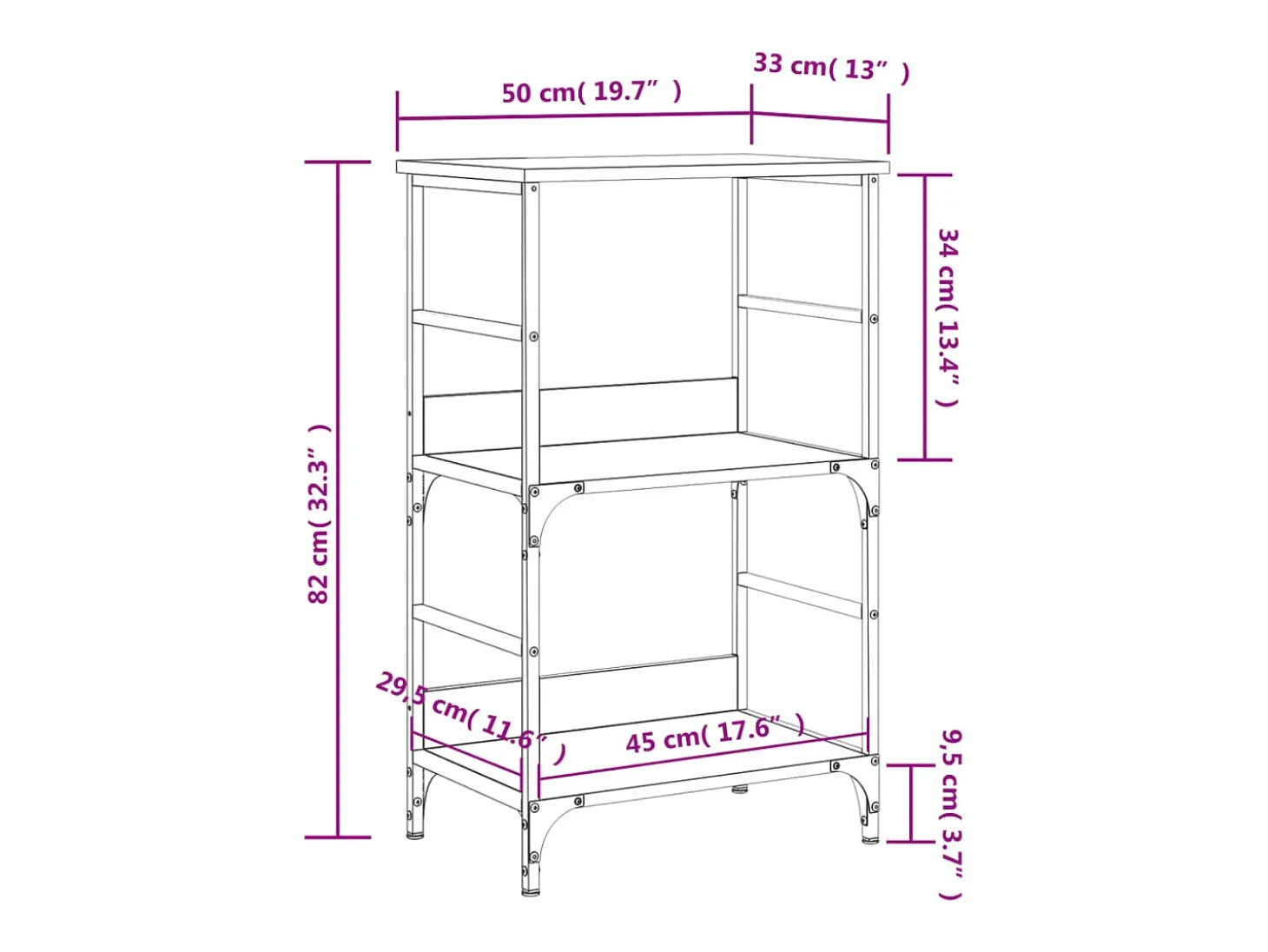 Namur Estantería de madera de ingeniería roble Sonoma 50x33x82 cm