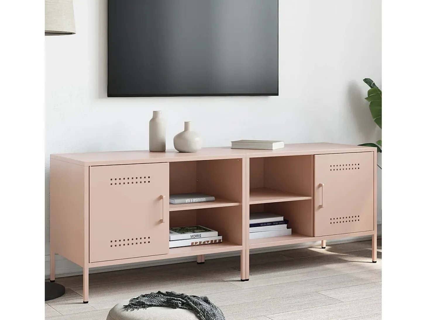 Neris Muebles de TV 2 piezas acero rosa 68x39x50,5 cm