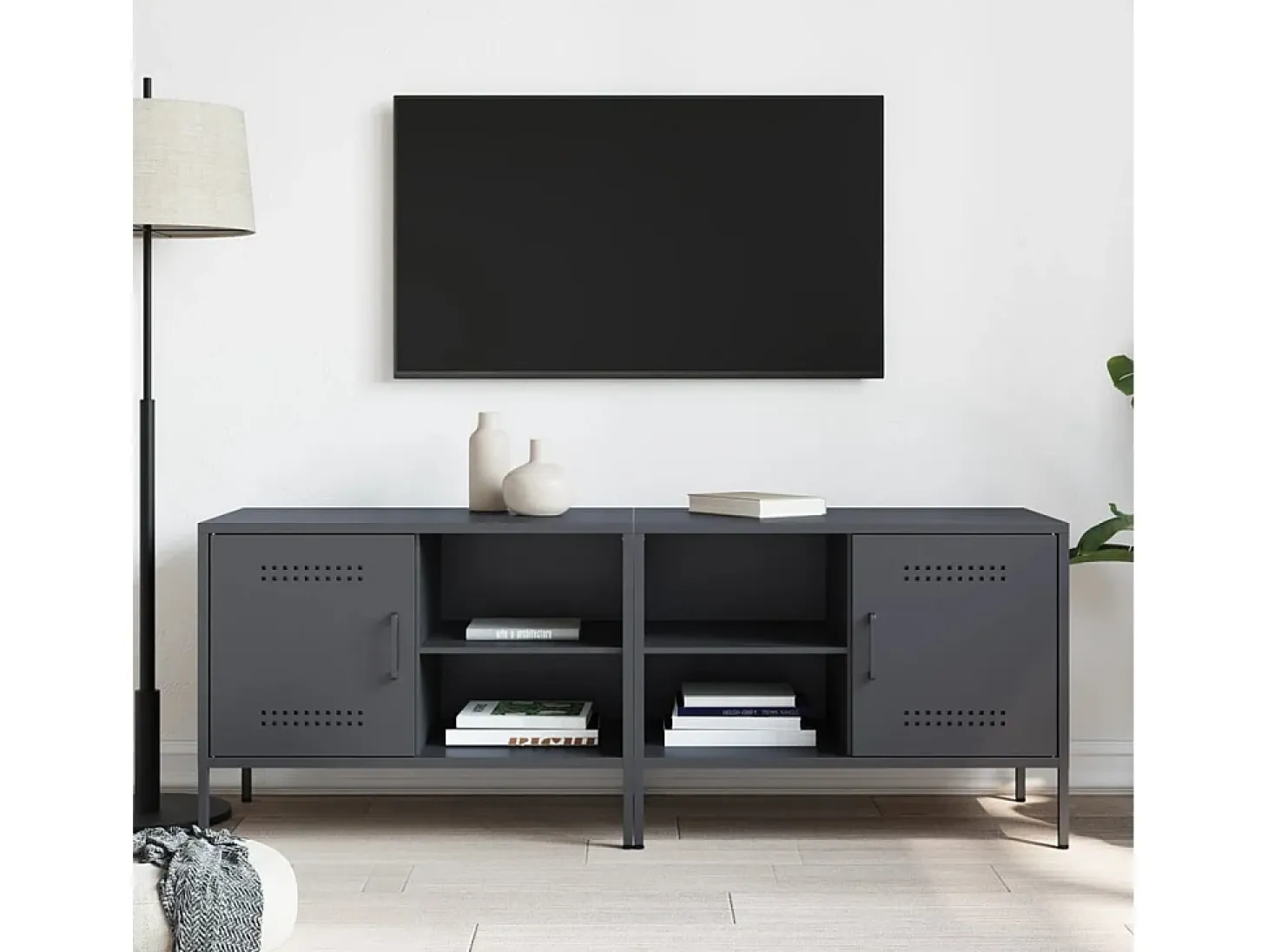 Neris Muebles de TV 2 unidades acero gris antracita 68x39x50,5 cm