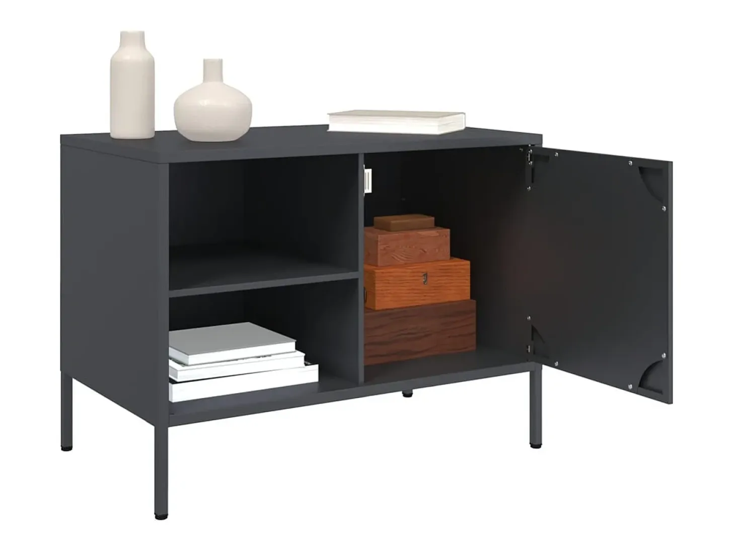 Neris Muebles de TV 2 unidades acero gris antracita 68x39x50,5 cm
