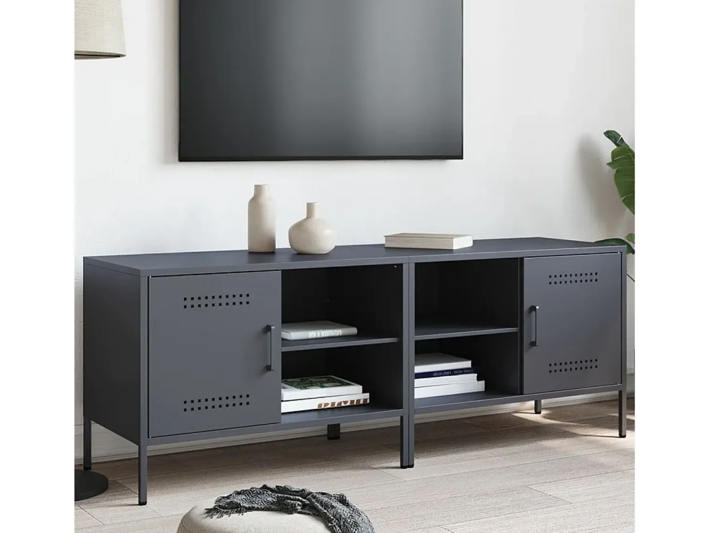 Neris Muebles de TV 2 unidades acero gris antracita 68x39x50,5 cm