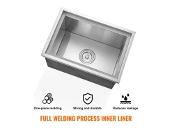 Nevera Empotrada SucceBuy, 51 x 35 x 30 cm, Cubeta de Hielo de Acero Inoxidable con Tapa, Barra de Helados para Cocina Exterior