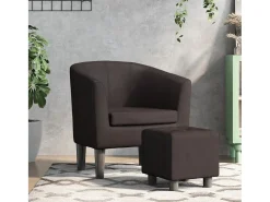 Nykøbing Mors Sillón con taburete cuero sintético marrón