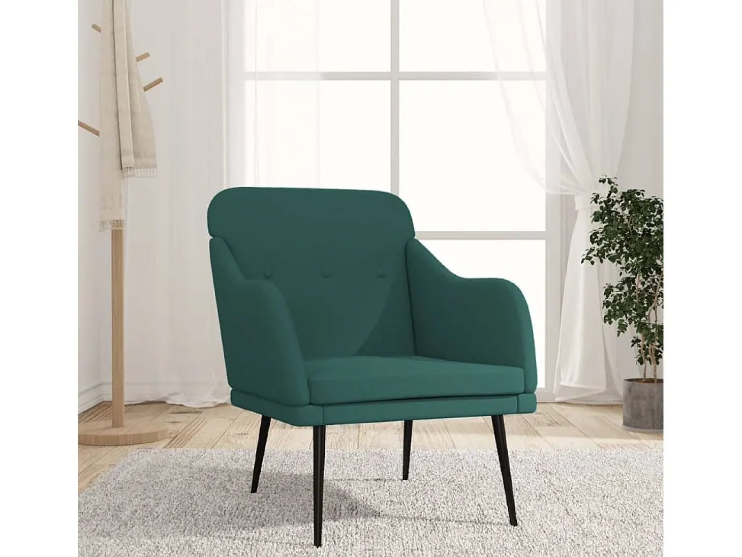 Nylra Sillón de tela verde oscuro 63x76x80 cm
