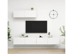 Olivia Set de muebles de salón TV 3 piezas madera de ingeniería blanco