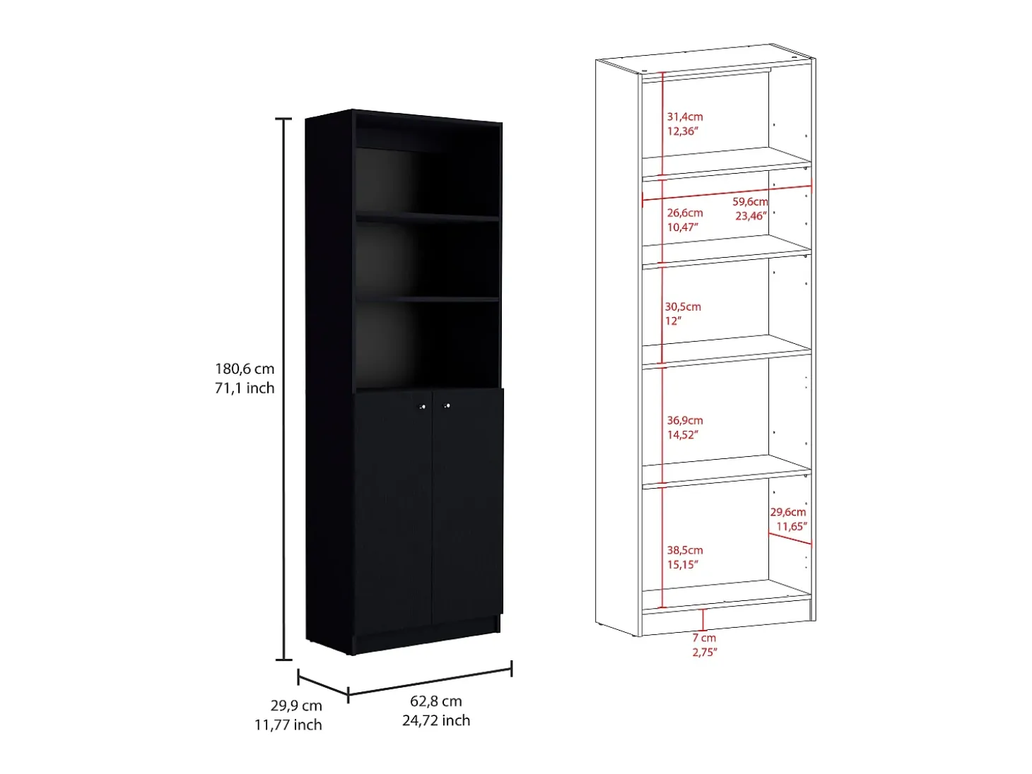 Oracle - Juego de Sala de 3 Piezas con 3 Libreros, Wengué