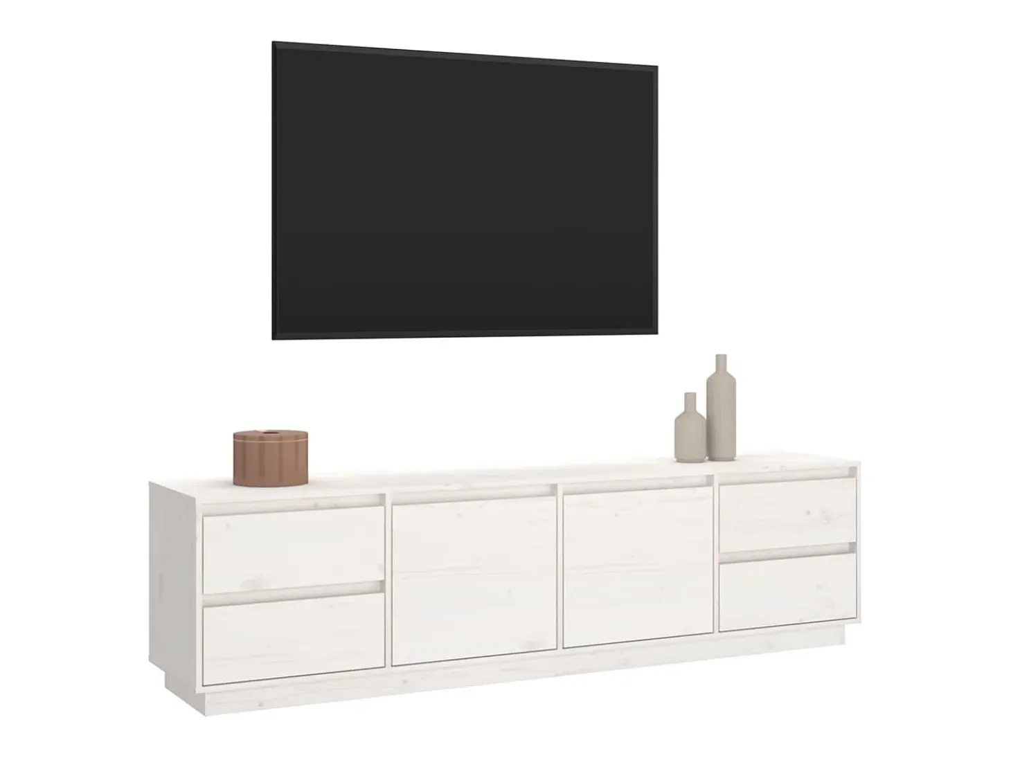 Orvil Mueble de TV madera maciza de pino blanco 176x37x47,5 cm