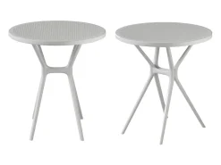 Pack de 2 mesas auxiliares de 75x65x65 cm de polipropileno en color blanco Gaia