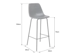 Pack de 2 taburetes de bar vintage color gris oscuro con altura del asiento 75cm LUCIEN - HAPPY GARDEN