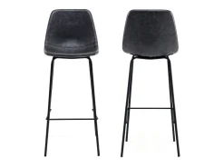 Pack de 2 taburetes de bar vintage color gris oscuro con altura del asiento 75cm LUCIEN - HAPPY GARDEN