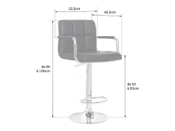 Pack de 2 taburetes de bar grises con reposabrazos MIKE