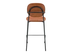 Pack de 2 taburetes de bar EDMOND de polipiel color coñac - HAPPY GARDEN