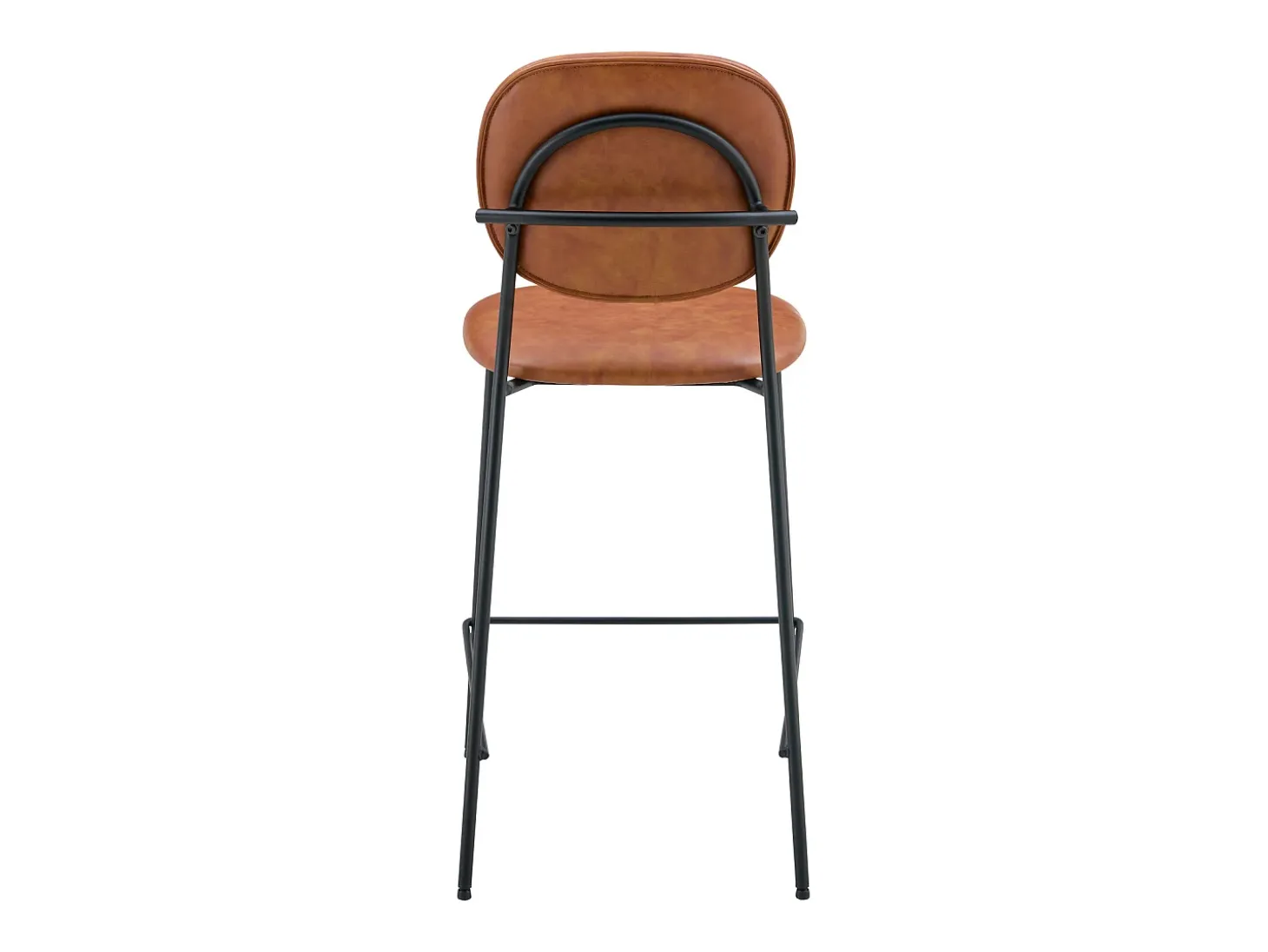 Pack de 2 taburetes de bar EDMOND de polipiel color coñac - HAPPY GARDEN