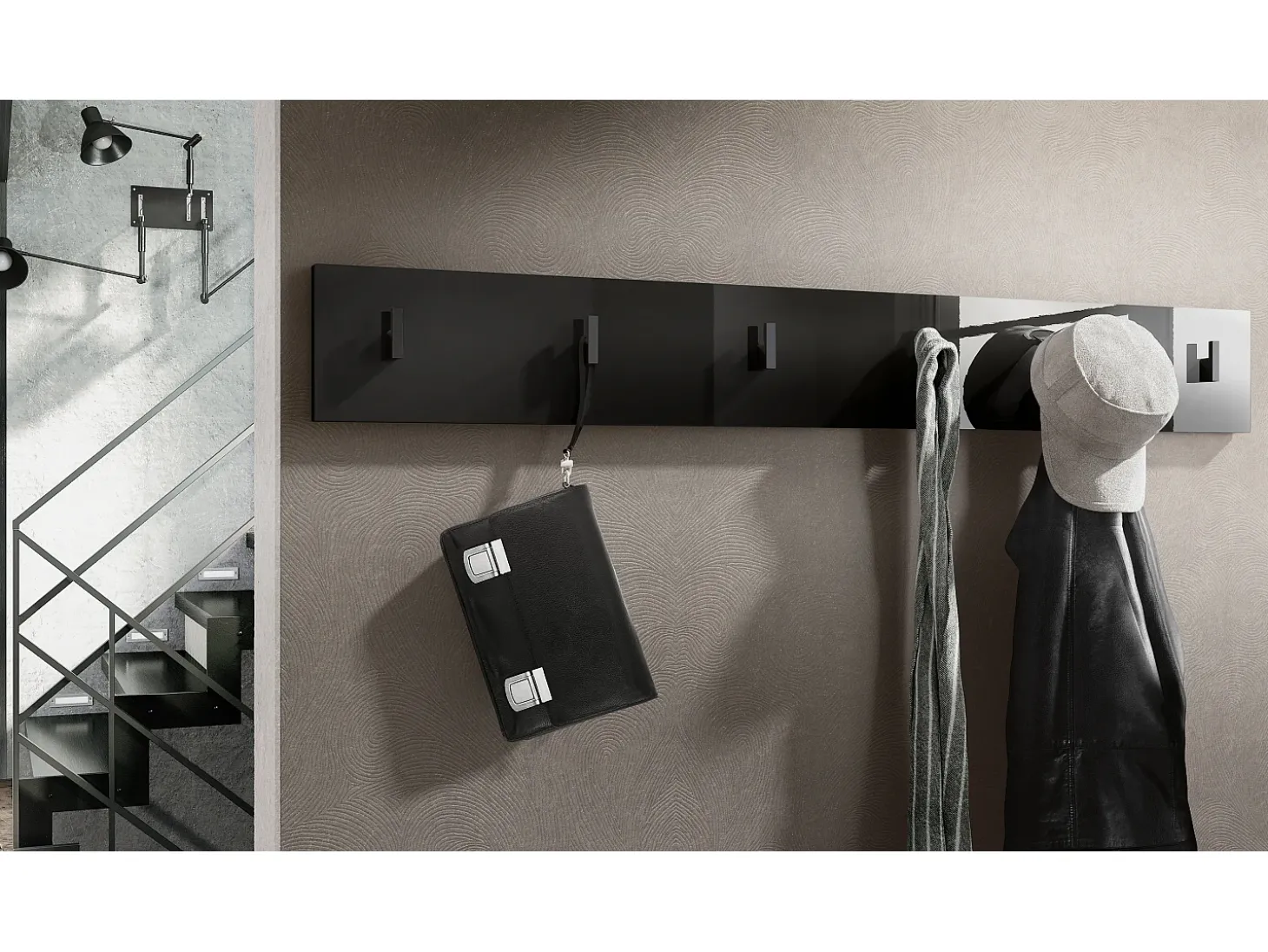 Panel de pared Linea en negro de alto brillo