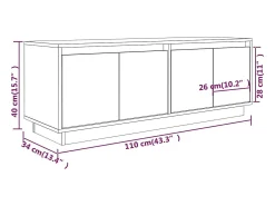 Paul-Maurice Mueble de TV de madera maciza de pino blanco 110x34x40 cm