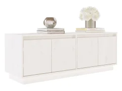 Paul-Maurice Mueble de TV de madera maciza de pino blanco 110x34x40 cm