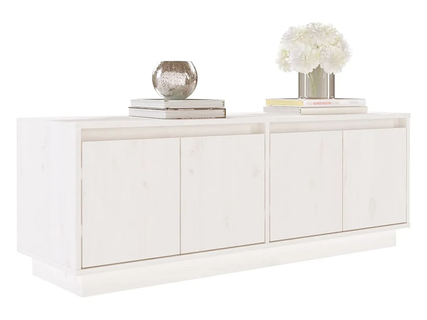 Paul-Maurice Mueble de TV de madera maciza de pino blanco 110x34x40 cm