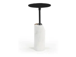 Pedestal con base de mármol D23 cm - ERNEST - Blanco