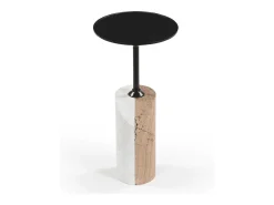 Pedestal con base de mármol D23 cm - ERNEST - Blanco