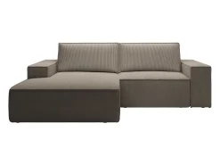 Pequeño Sofá cama rinconera izquierda de pana color beige AMELIA