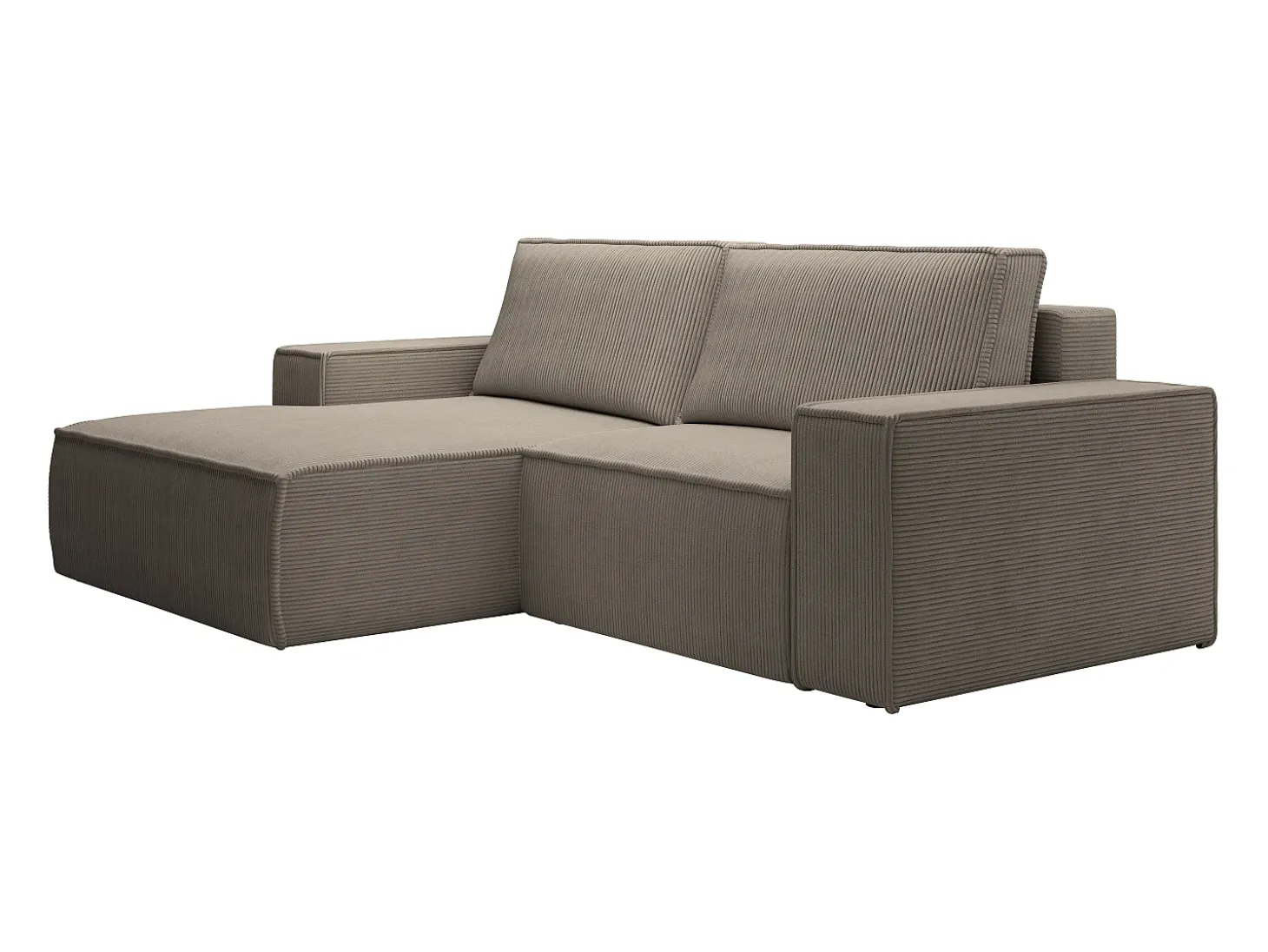 Pequeño Sofá cama rinconera izquierda de pana color beige AMELIA