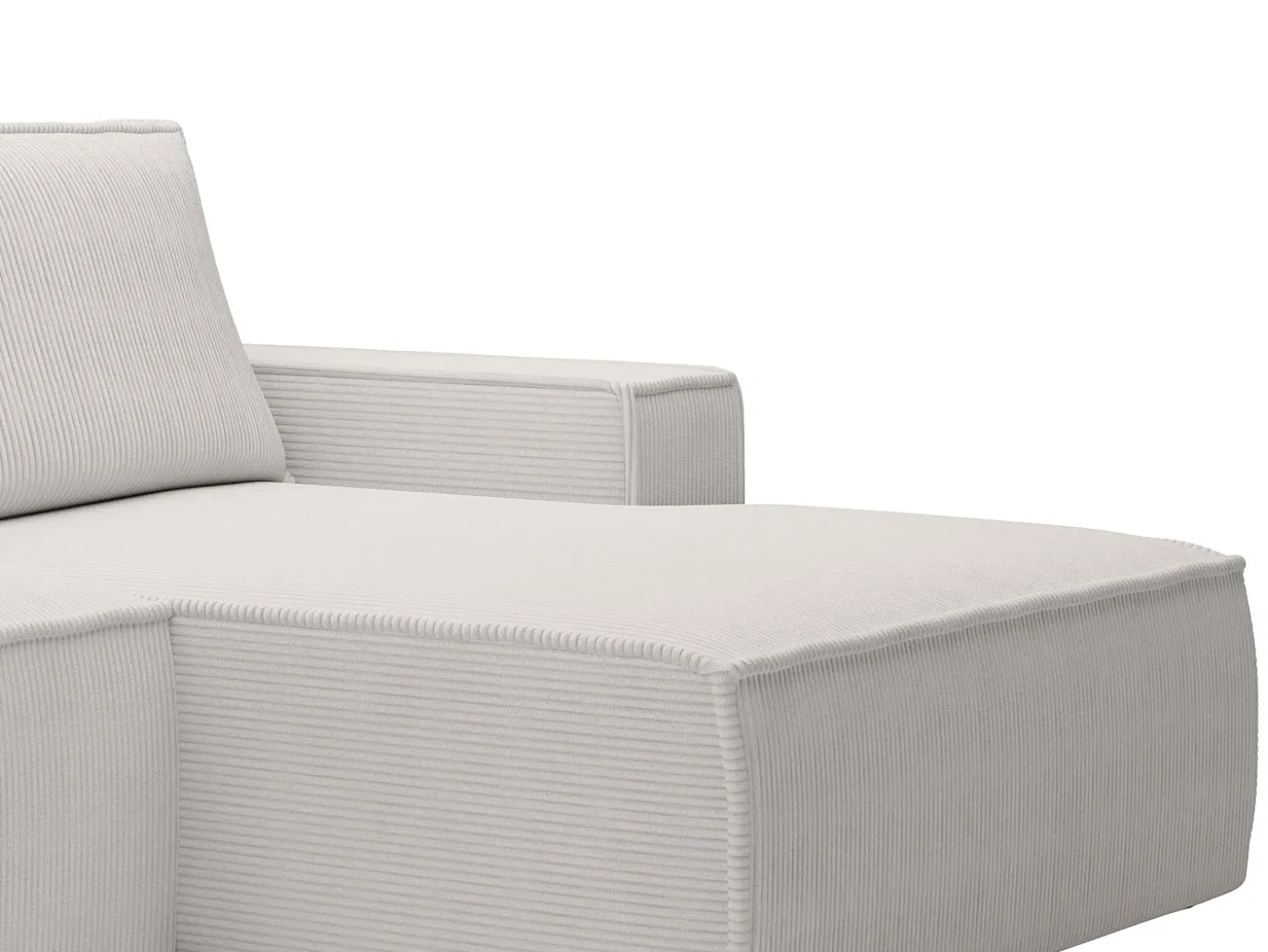 Pequeño Sofá cama rinconera derecha de pana beige AMELIA