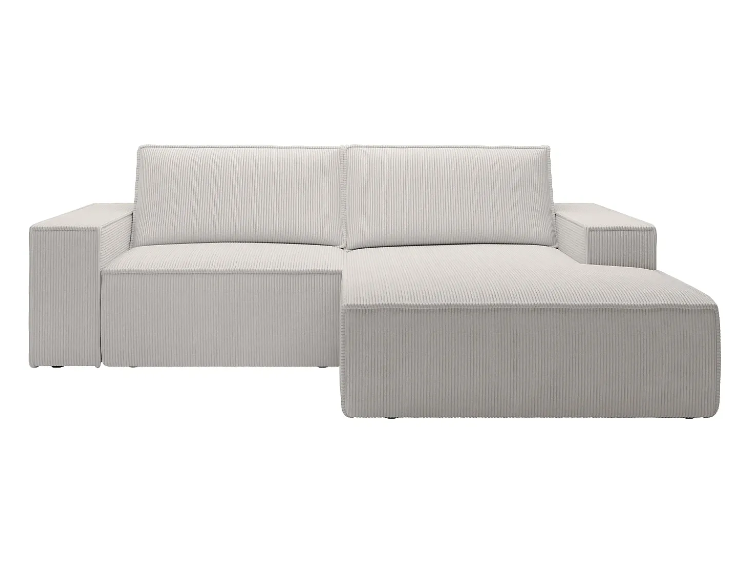 Pequeño Sofá cama rinconera derecha de pana beige AMELIA