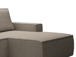 Pequeño Sofá cama rinconera derecha de pana beige AMELIA