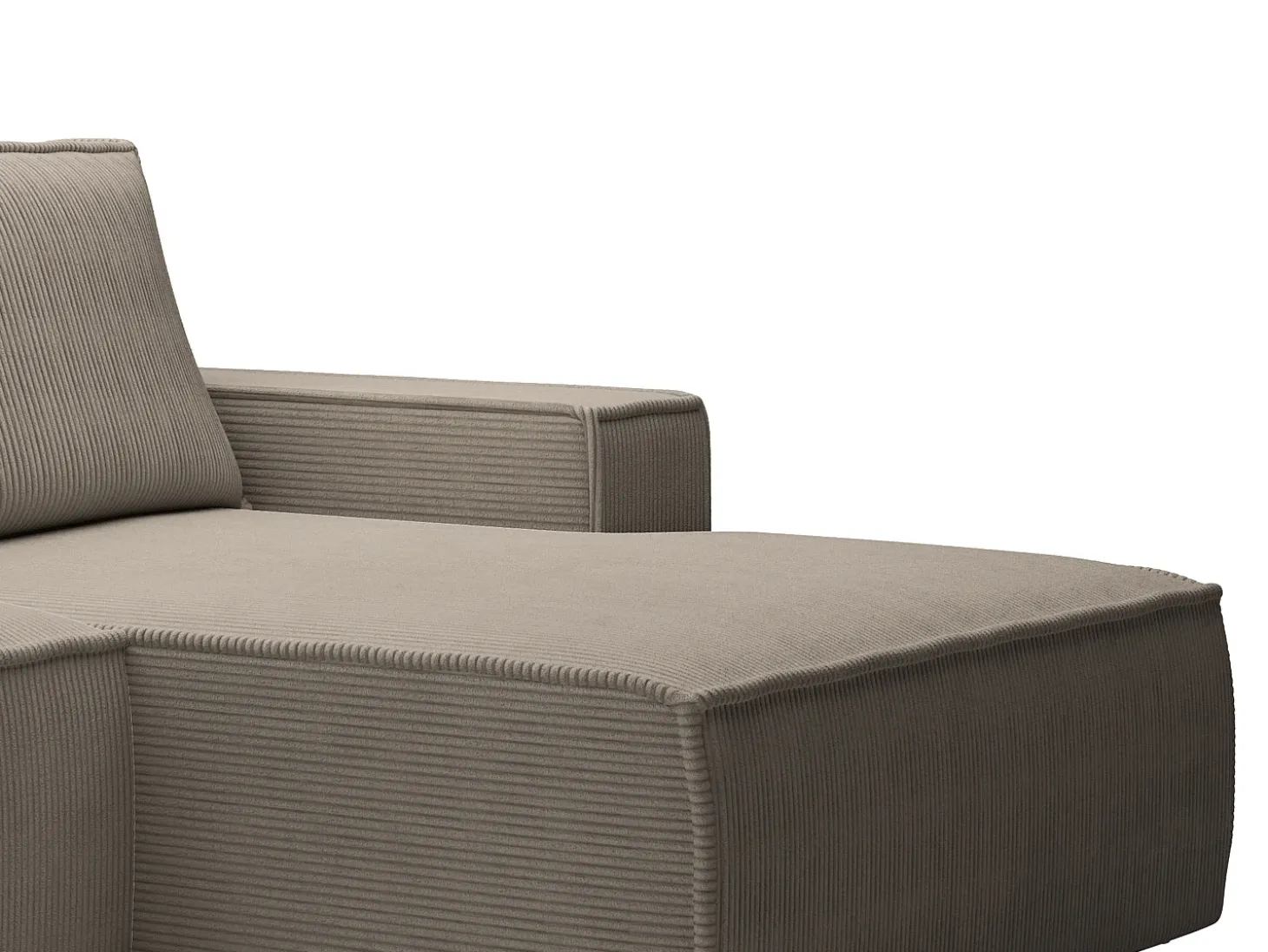 Pequeño Sofá cama rinconera derecha de pana beige AMELIA