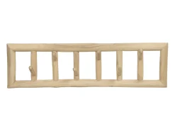 Perchero 6 ganchos de madera de teca - Ancho 70 x Prof. 11 x Alt. 20 cm - Color: natural - LIPALIA