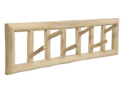 Perchero 6 ganchos de madera de teca - Ancho 70 x Prof. 11 x Alt. 20 cm - Color: natural - LIPALIA
