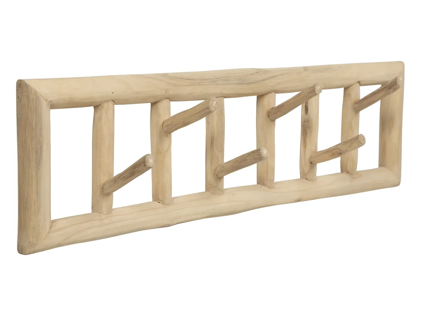 Perchero 6 ganchos de madera de teca - Ancho 70 x Prof. 11 x Alt. 20 cm - Color: natural - LIPALIA