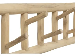 Perchero 6 ganchos de madera de teca - Ancho 70 x Prof. 11 x Alt. 20 cm - Color: natural - LIPALIA