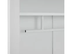 Perchero blanco de 2 puertas - Guardarropa con barra y estantes abiertos - Estantes regulables