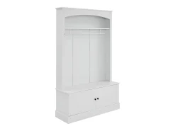 Perchero blanco de 2 puertas - Guardarropa con barra y estantes abiertos - Estantes regulables