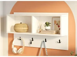 Perchero Brian Guardarropa Con Estante - Venprodin - 92 Cm Blanco