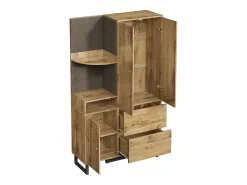 Perchero de madera - Armario de 2 cajones y 3 puertas - Almacenamiento abierto