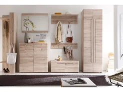 Perchero de melamina Aurel roble claro con 5 ganchos