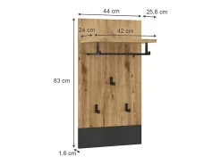 Perchero de pared antracita 44x25.6x83 selena