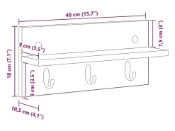 Perchero de pared Blanco 40 x 10,5 x 18 cm Madera de ingeniería