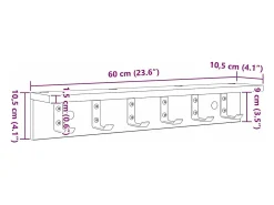 Perchero de pared Blanco 60 x 10,5 x 10,5 cm Madera de ingeniería
