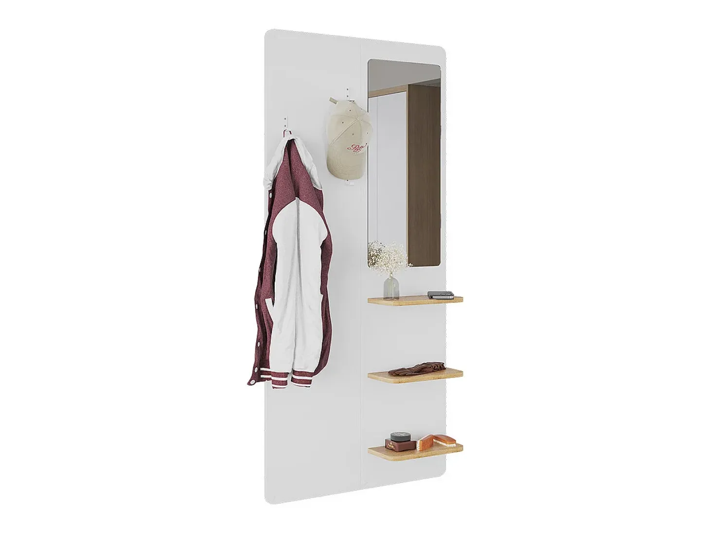 Perchero de pared blanco/roble 70x15x150 jochen