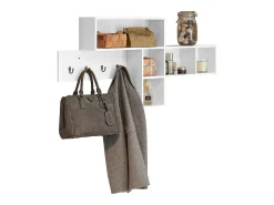 Perchero de pared con 5 compartimentos y 4 ganchos Estante de pared Pasillo 110 x 15 x 53 cm Blanco FHK17-W SoBuy ES