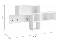 Perchero de pared con 5 compartimentos y 4 ganchos Estante de pared Pasillo 110 x 15 x 53 cm Blanco FHK17-W SoBuy ES