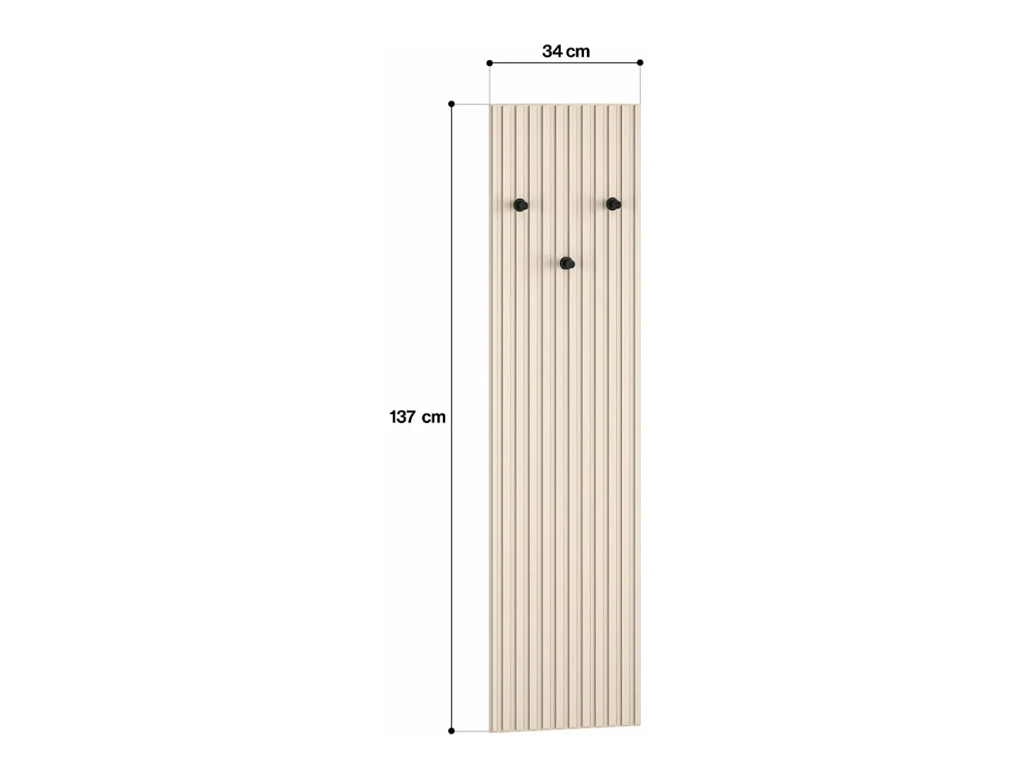 Perchero de pared con listones - 34 cm - beige - CALETTO