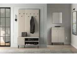 Perchero de pared con listones - 34 cm - beige - CALETTO