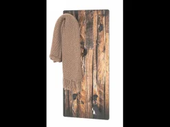 Perchero de pared de diseño efecto madera con 5 ganchos Floki