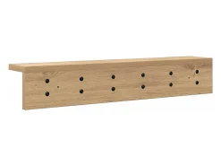 Perchero de pared de roble hecho a mano 60 x 10,5 x 10,5 cm